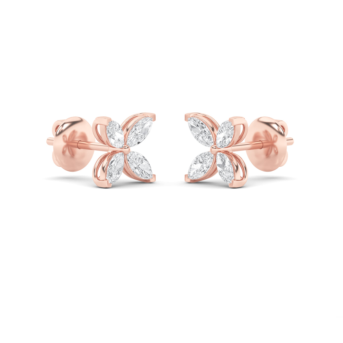 1.5Cttw Marquise Shaped Lab Grown Diamond (F/VS) Flower Earrings in 14K Gold