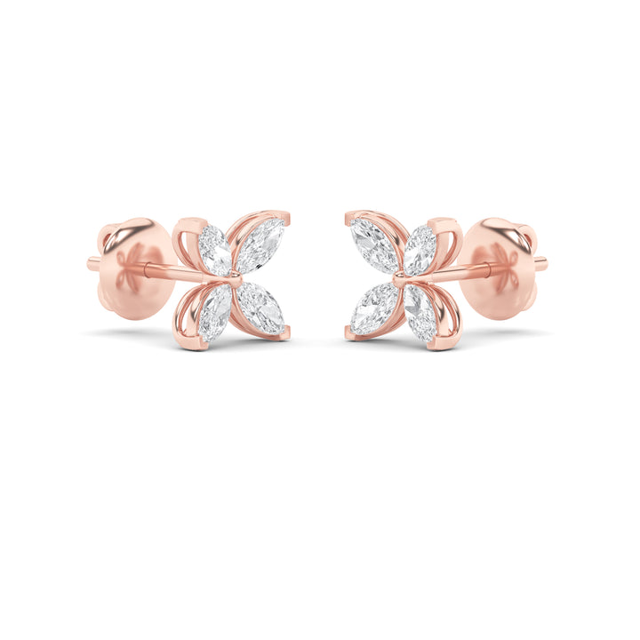 1.5Cttw Marquise Shaped Lab Grown Diamond (F/VS) Flower Earrings in 14K Gold