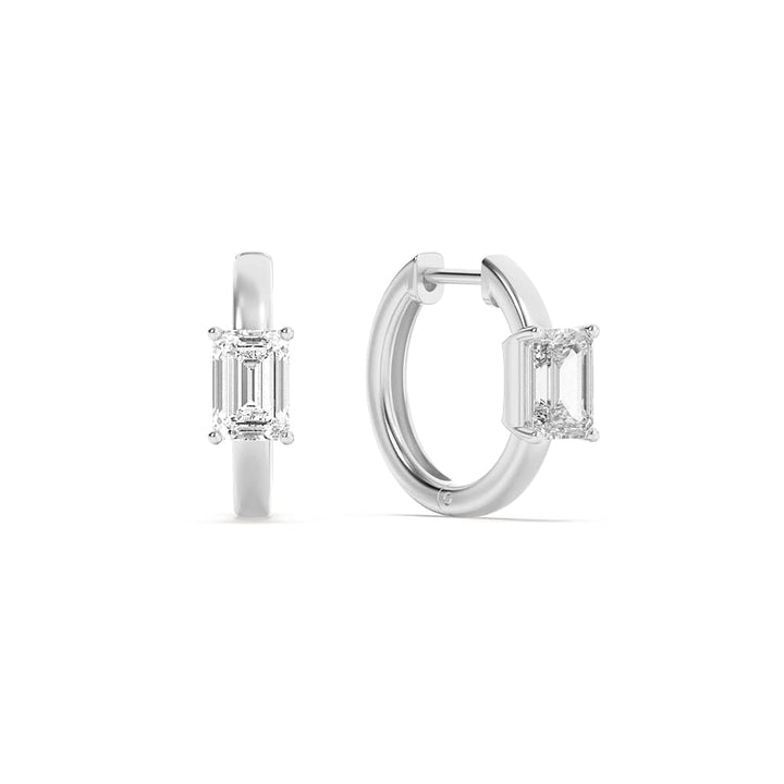 1.5Cttw Emerald Shaped Lab Grown Diamond (G/VS) Solitaire Huggie Earrings in 14K Gold