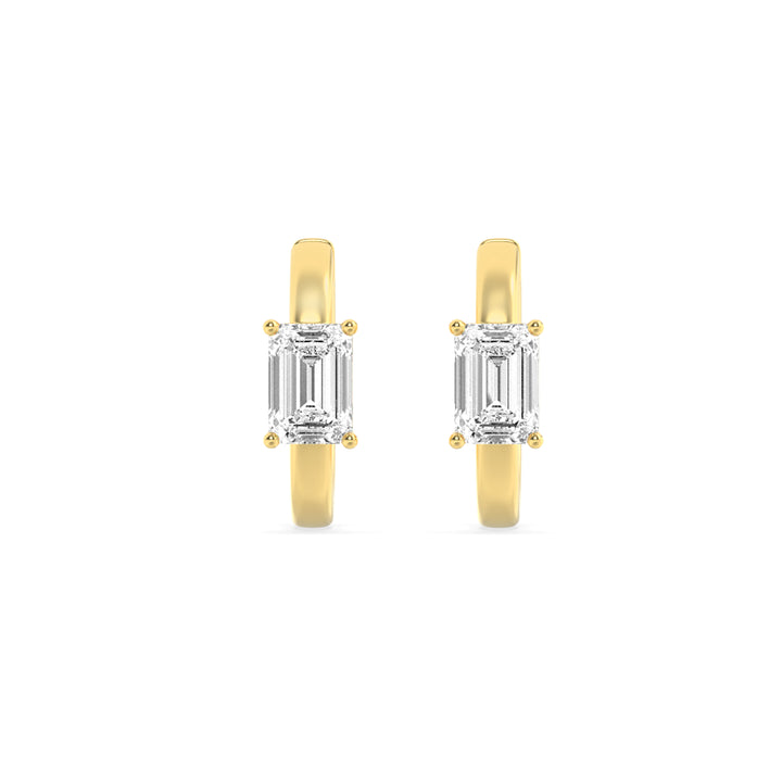 1.5Cttw Emerald Shaped Lab Grown Diamond (G/VS) Solitaire Huggie Earrings in 14K Gold