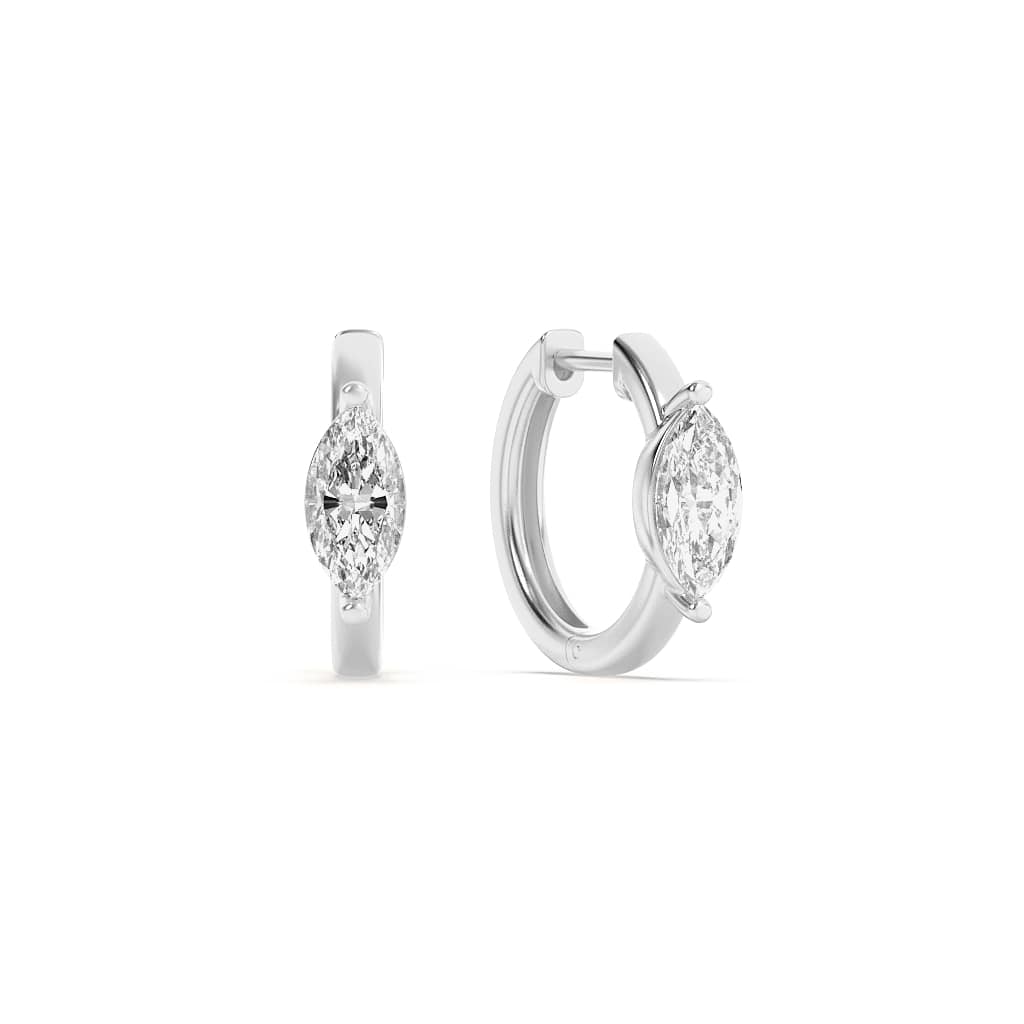 1.5Cttw Marquise Shaped Lab Grown Diamond (G/VS) Solitaire Huggie Earrings in 14K Gold