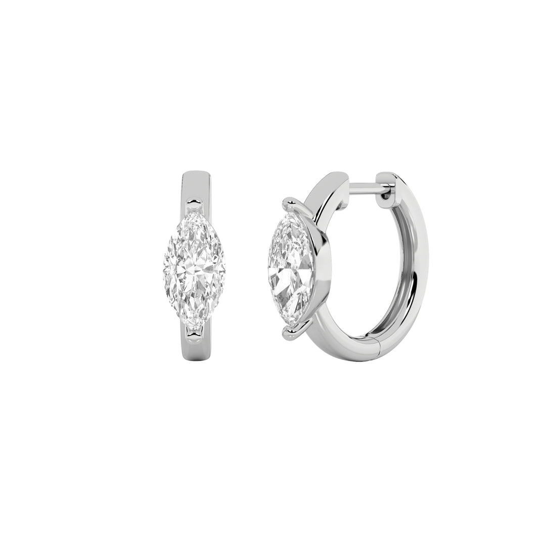 1.5Cttw Marquise Shaped Lab Grown Diamond (G/VS) Solitaire Huggie Earrings in 14K Gold