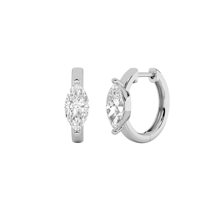 1.5Cttw Marquise Shaped Lab Grown Diamond (G/VS) Solitaire Huggie Earrings in 14K Gold