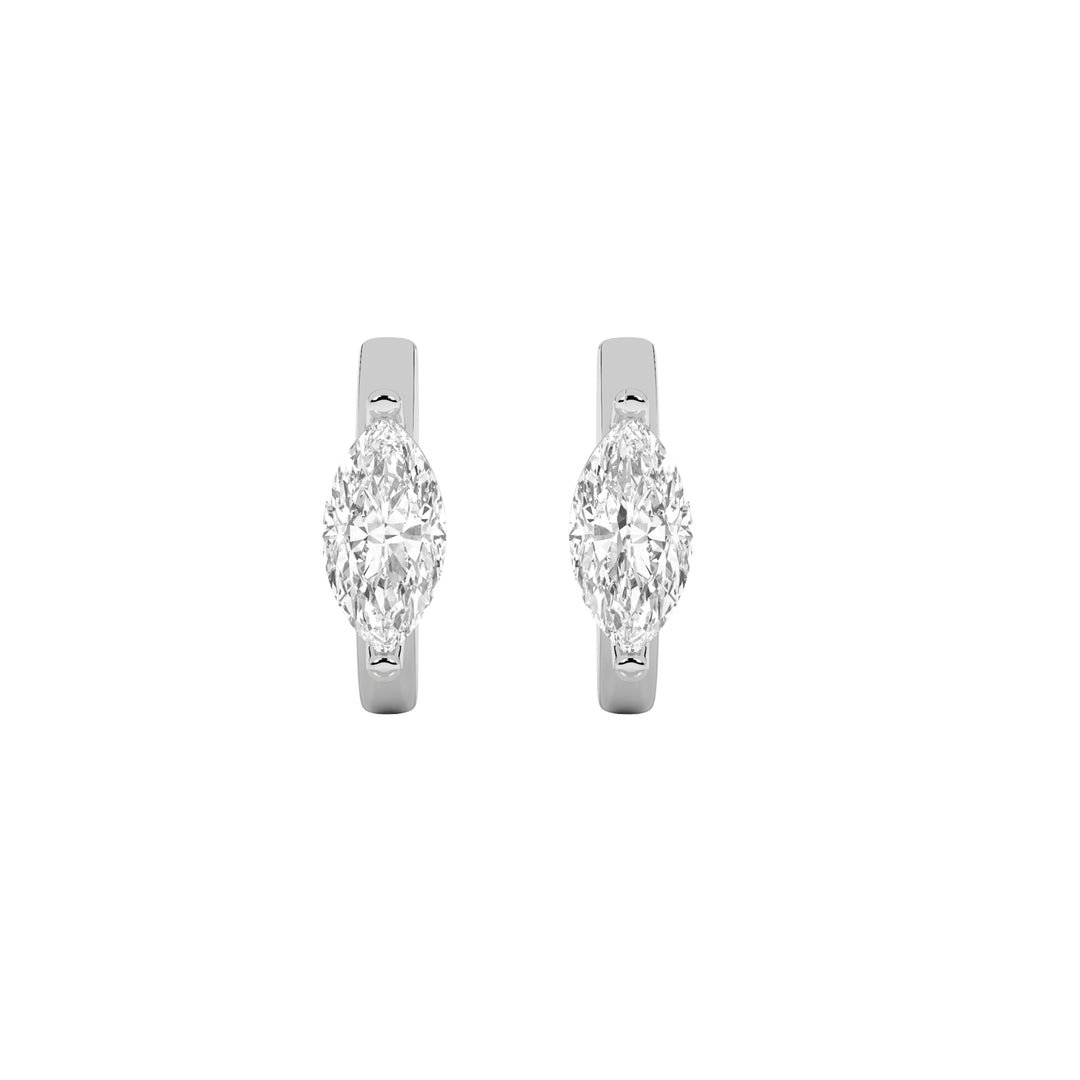 1.5Cttw Marquise Shaped Lab Grown Diamond (G/VS) Solitaire Huggie Earrings in 14K Gold