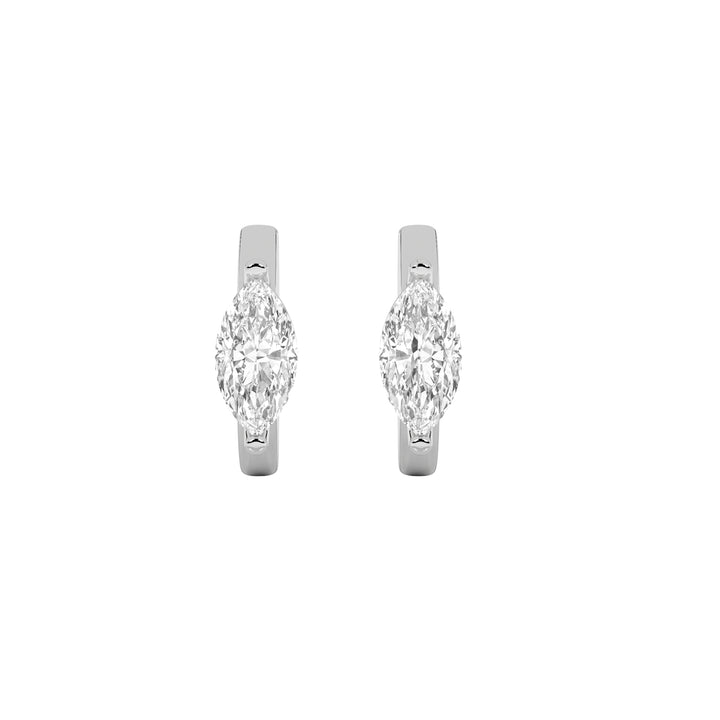 1.5Cttw Marquise Shaped Lab Grown Diamond (G/VS) Solitaire Huggie Earrings in 14K Gold