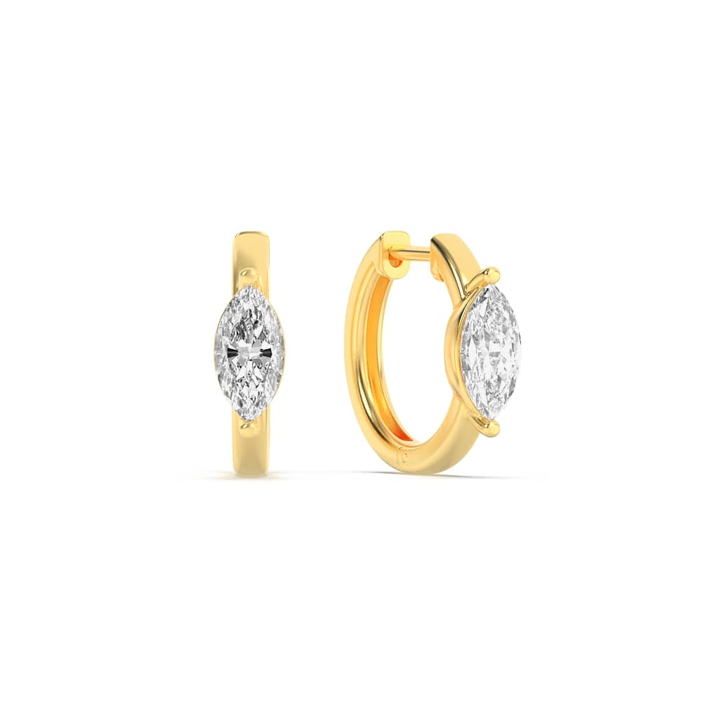 1.5Cttw Marquise Shaped Lab Grown Diamond (G/VS) Solitaire Huggie Earrings in 14K Gold