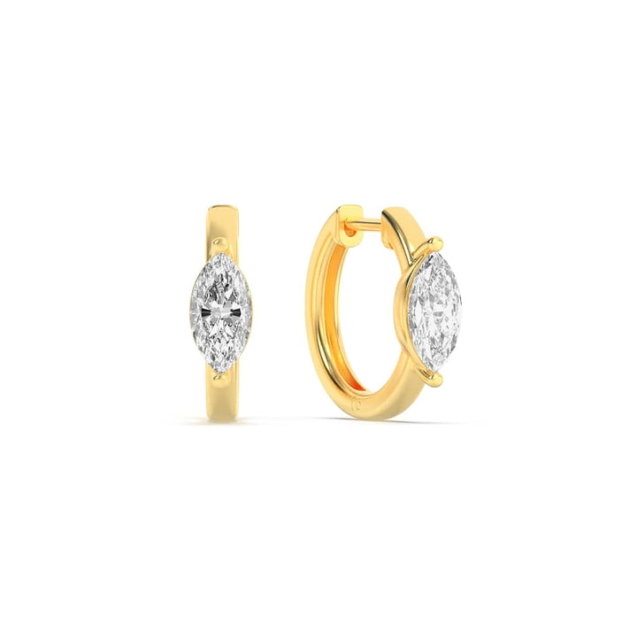 1.5Cttw Marquise Shaped Lab Grown Diamond (G/VS) Solitaire Huggie Earrings in 14K Gold
