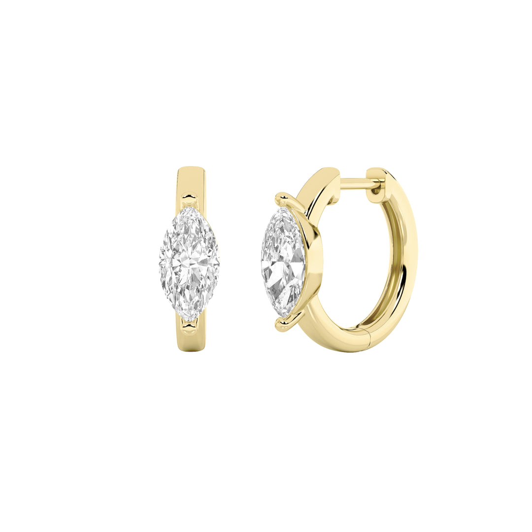 1.5Cttw Marquise Shaped Lab Grown Diamond (G/VS) Solitaire Huggie Earrings in 14K Gold