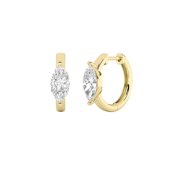 1.5Cttw Marquise Shaped Lab Grown Diamond (G/VS) Solitaire Huggie Earrings in 14K Gold
