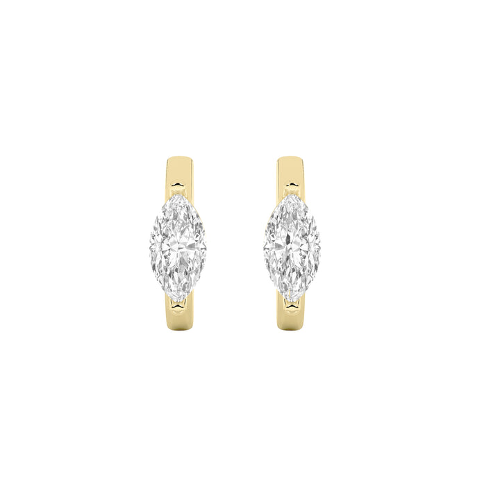 1.5Cttw Marquise Shaped Lab Grown Diamond (G/VS) Solitaire Huggie Earrings in 14K Gold
