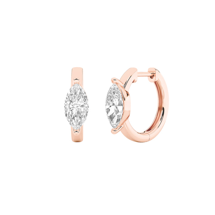 1.5Cttw Marquise Shaped Lab Grown Diamond (F/VS) Solitaire Huggie Earrings in 14K Gold