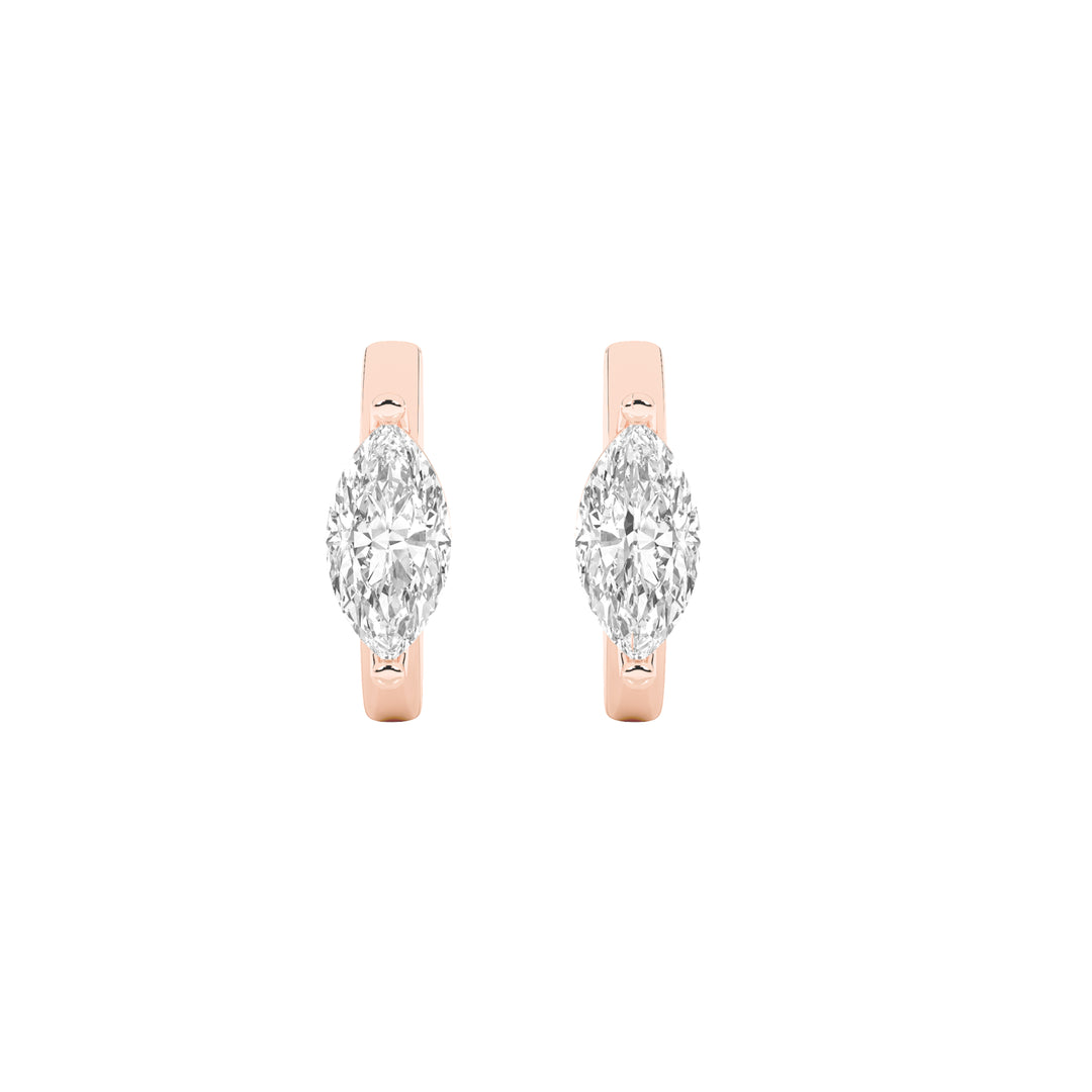 1.5Cttw Marquise Shaped Lab Grown Diamond (F/VS) Solitaire Huggie Earrings in 14K Gold