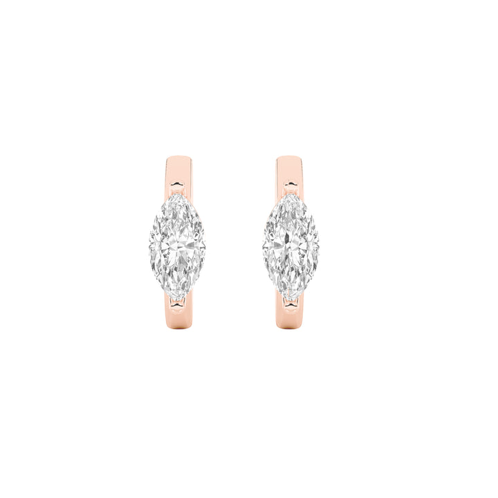 1.5Cttw Marquise Shaped Lab Grown Diamond (F/VS) Solitaire Huggie Earrings in 14K Gold
