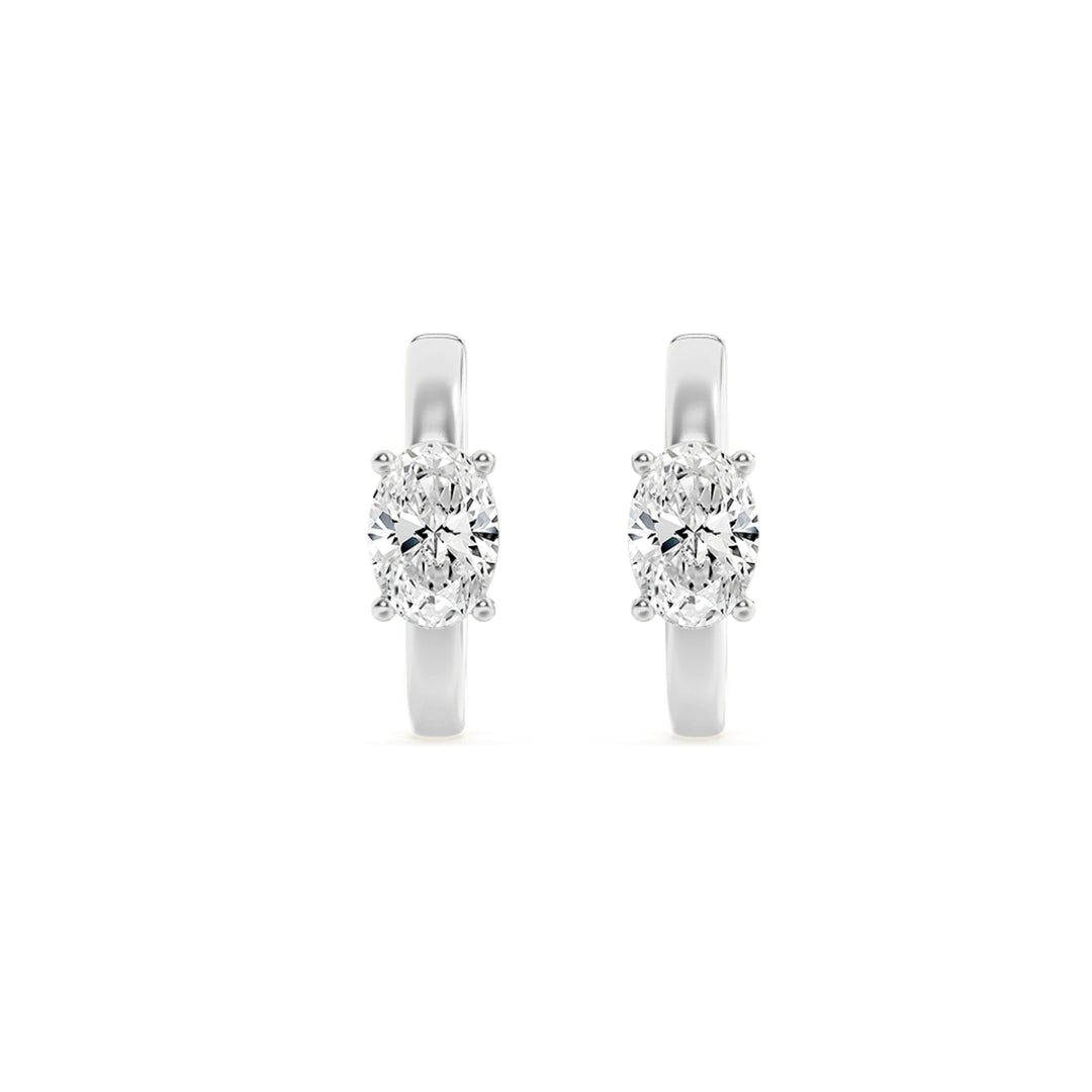 1.5Cttw Oval Shaped Lab Grown Diamond (F/VS) Solitaire Huggie Earrings in 14K Gold