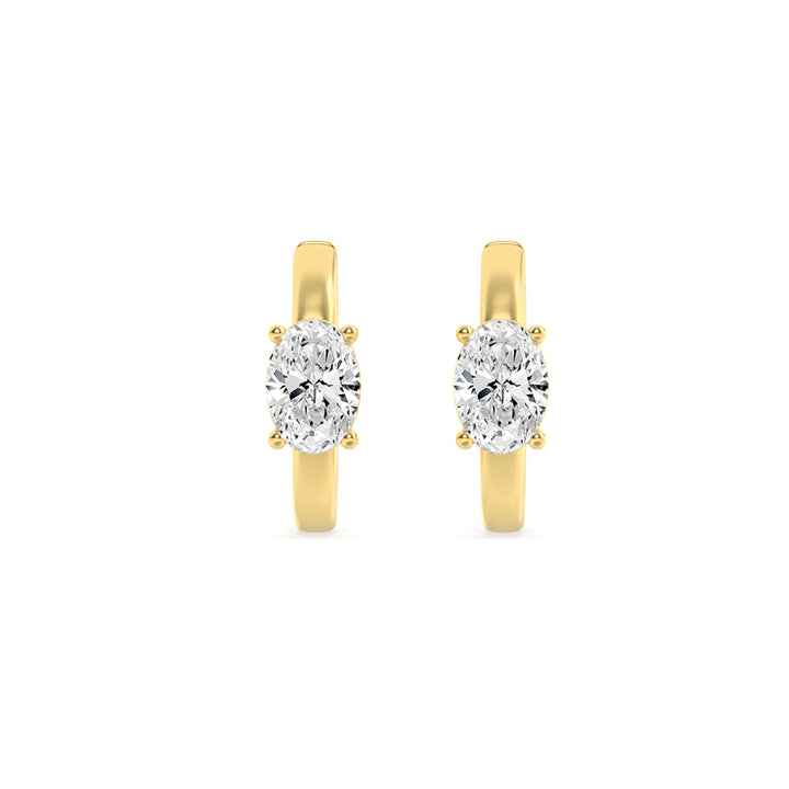 1.5Cttw Oval Shaped Lab Grown Diamond (F/VS) Accented Huggie Earrings in 14K Yellow Gold