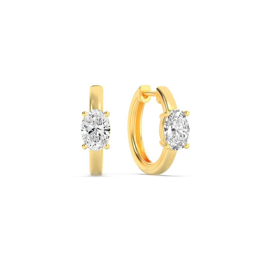 1.5Cttw Oval Shaped Lab Grown Diamond (G/VS) Solitaire Huggie Earrings in 14K Gold
