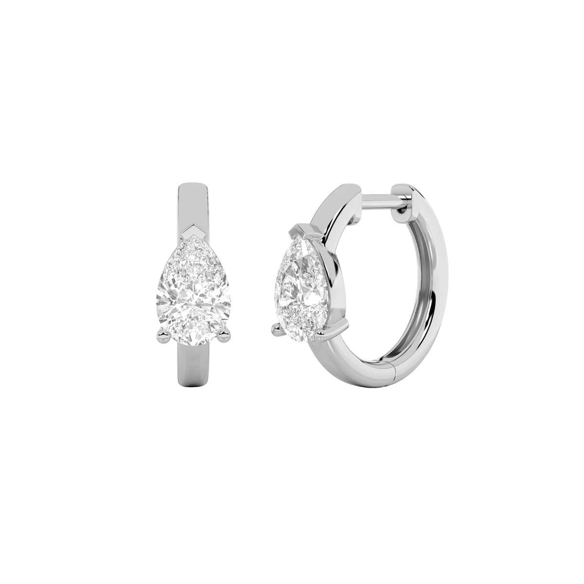 1.5Cttw Pear Shaped Lab Grown Diamond (G/VS) Solitaire Huggie Earrings in 14K Gold