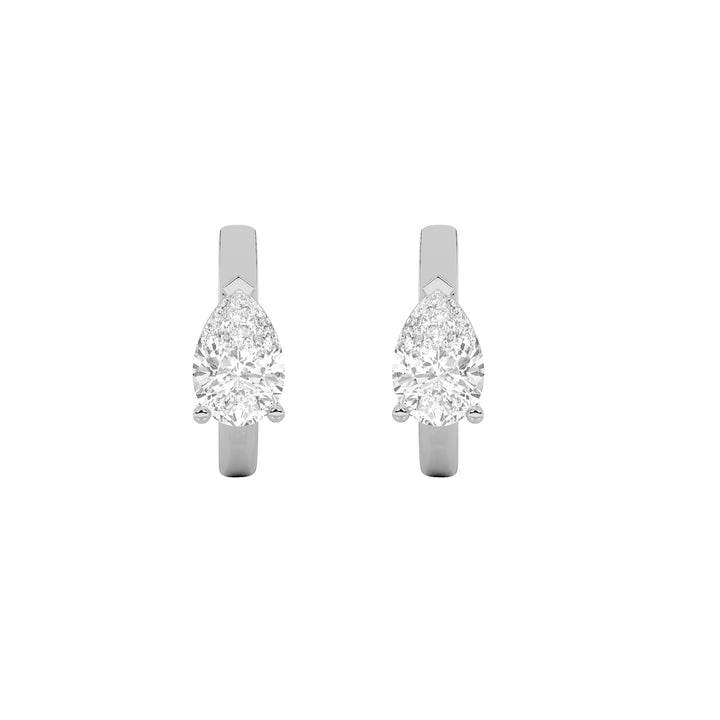 1.5Cttw Pear Shaped Lab Grown Diamond (G/VS) Solitaire Huggie Earrings in 14K Gold