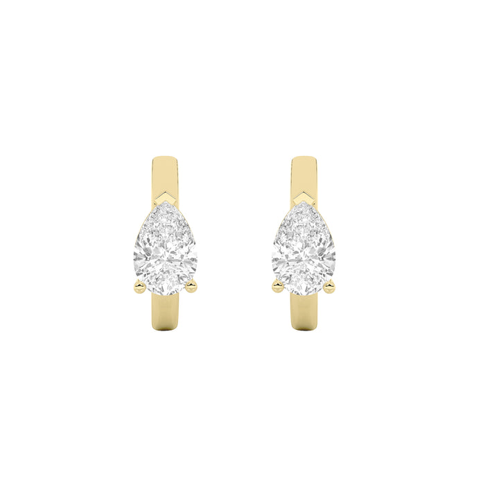 1.5Cttw Pear Shaped Lab Grown Diamond (F/VS) Solitaire Huggie Earrings in 14K Gold