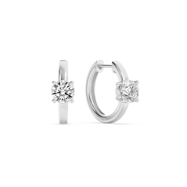 1.5Cttw Round Shaped Lab Grown Diamond (G/VS) Solitaire Huggie Earrings in 14K Gold