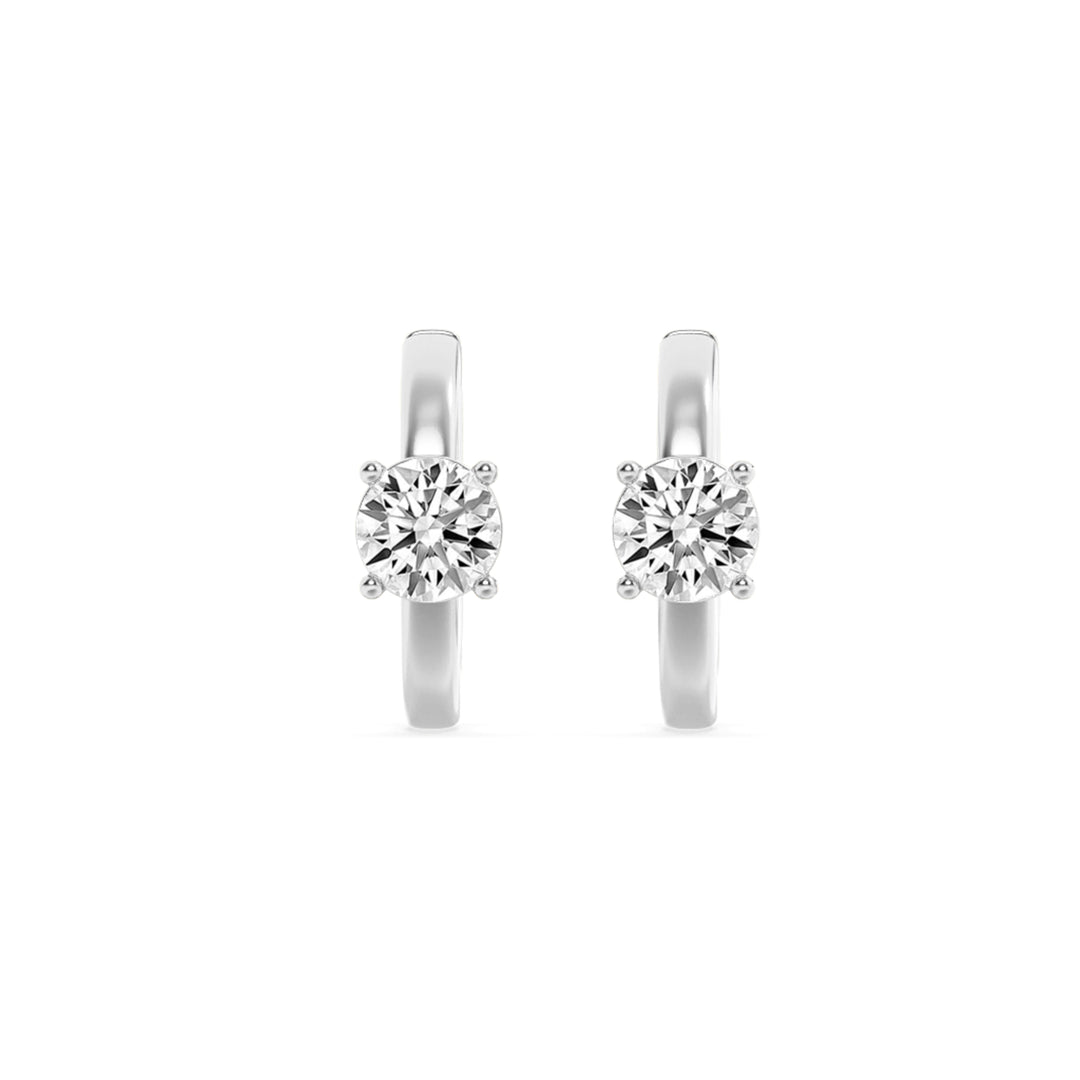 1.5Cttw Round Shaped Lab Grown Diamond (G/VS) Solitaire Huggie Earrings in 14K Gold
