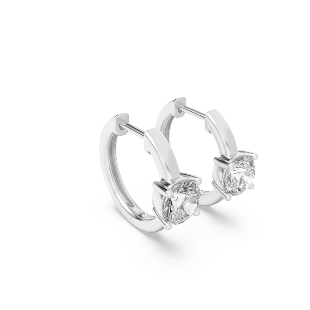 1.5Cttw Round Shaped Lab Grown Diamond (G/VS) Solitaire Huggie Earrings in 14K Gold