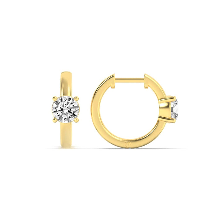 1.5Cttw Round Shaped Lab Grown Diamond (F/VS) Accented Huggie Earrings in 14K Yellow Gold