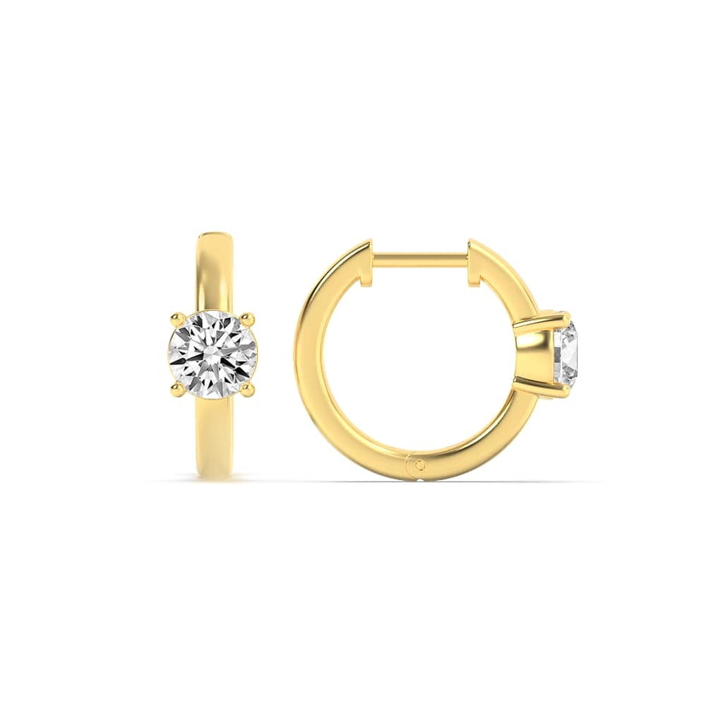 1.5Cttw Round Shaped Lab Grown Diamond (G/VS) Solitaire Huggie Earrings in 14K Gold