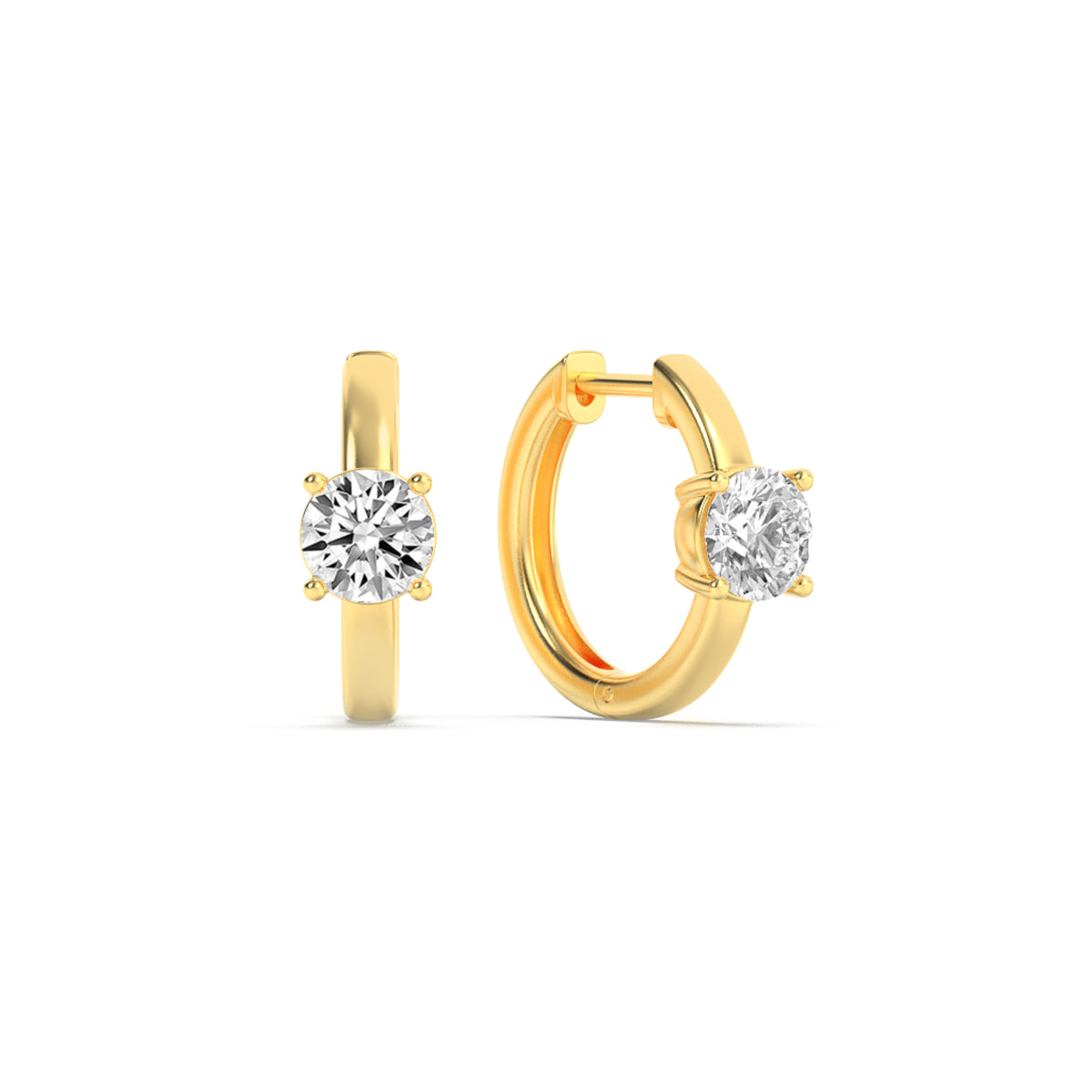 1.5Cttw Round Shaped Lab Grown Diamond (G/VS) Solitaire Huggie Earrings in 14K Gold