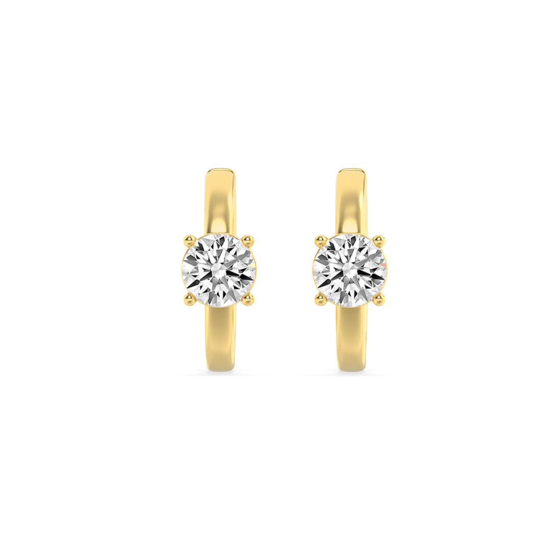 1.5Cttw Round Shaped Lab Grown Diamond (G/VS) Solitaire Huggie Earrings in 14K Gold