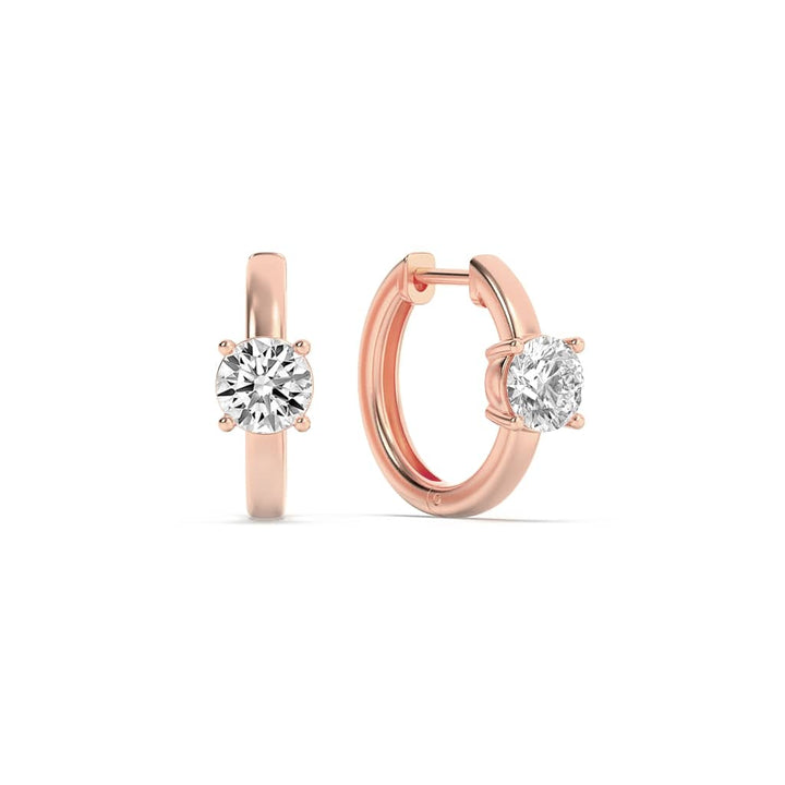 1.5Cttw Round Shaped Lab Grown Diamond (F/VS) Solitaire Huggie Earrings in 14K Gold