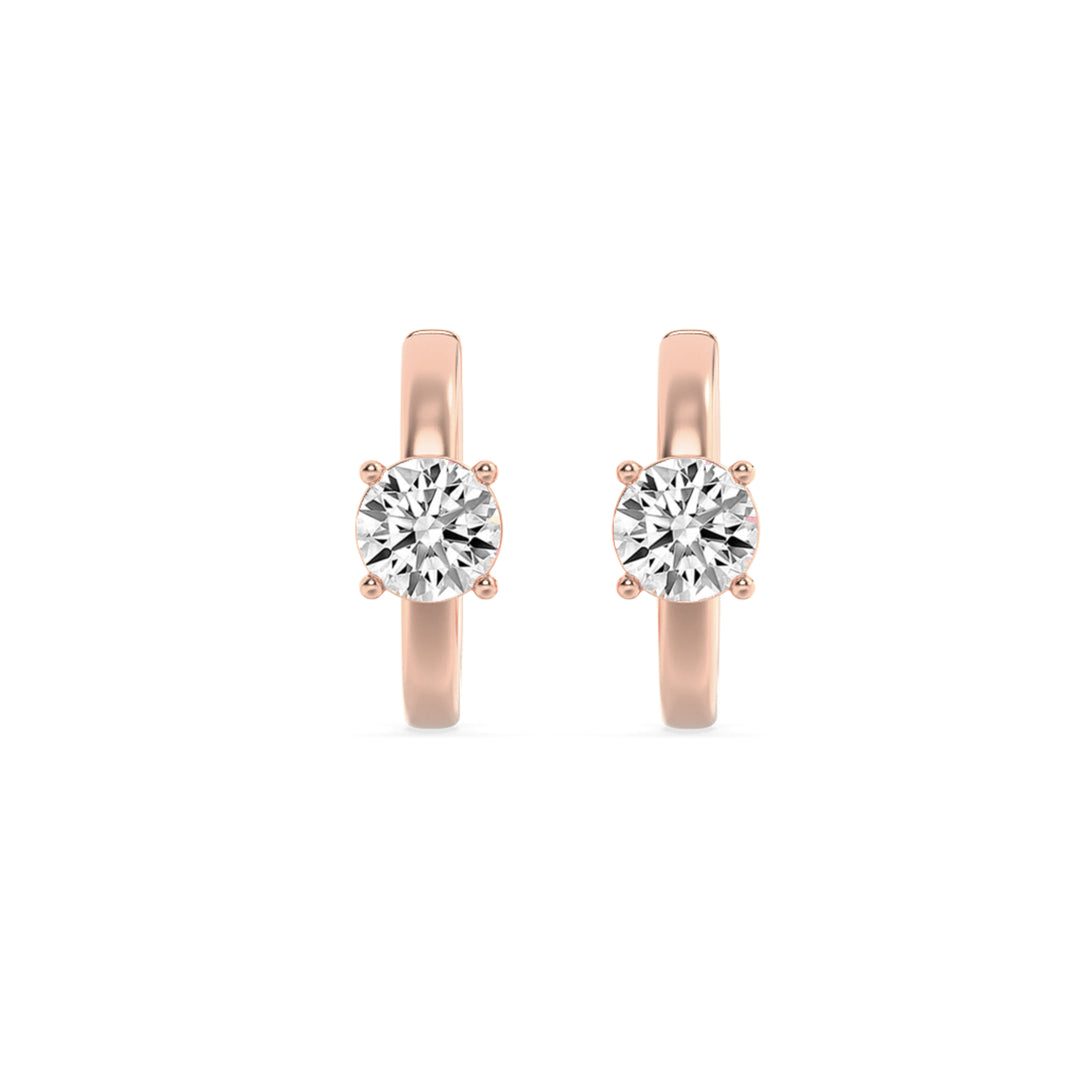 1.5Cttw Round Shaped Lab Grown Diamond (F/VS) Solitaire Huggie Earrings in 14K Gold