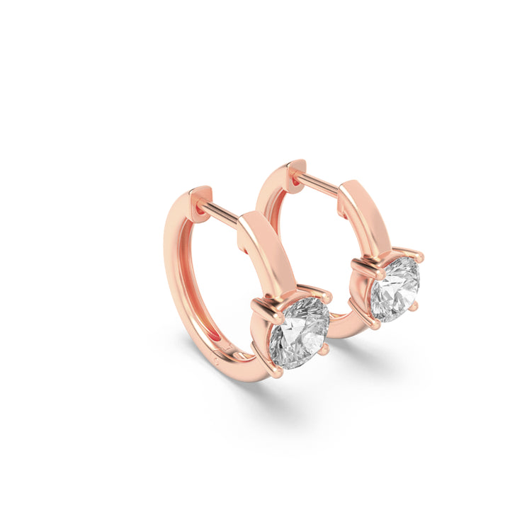 1.5Cttw Round Shaped Lab Grown Diamond (F/VS) Solitaire Huggie Earrings in 14K Gold