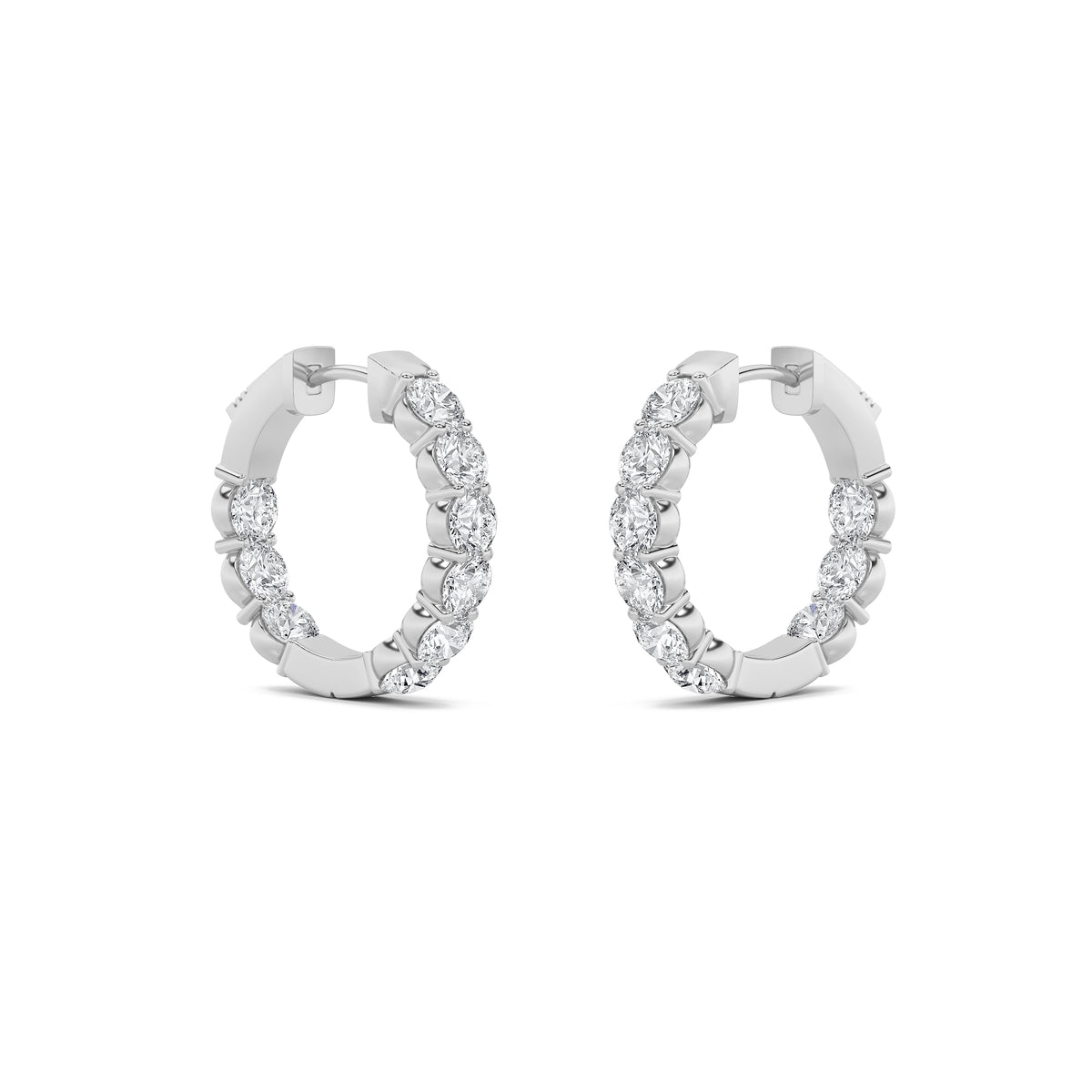 3Cttw Round Shaped Lab Grown Diamond (F/VS) Inside out Hoop Earrings in 14K Gold