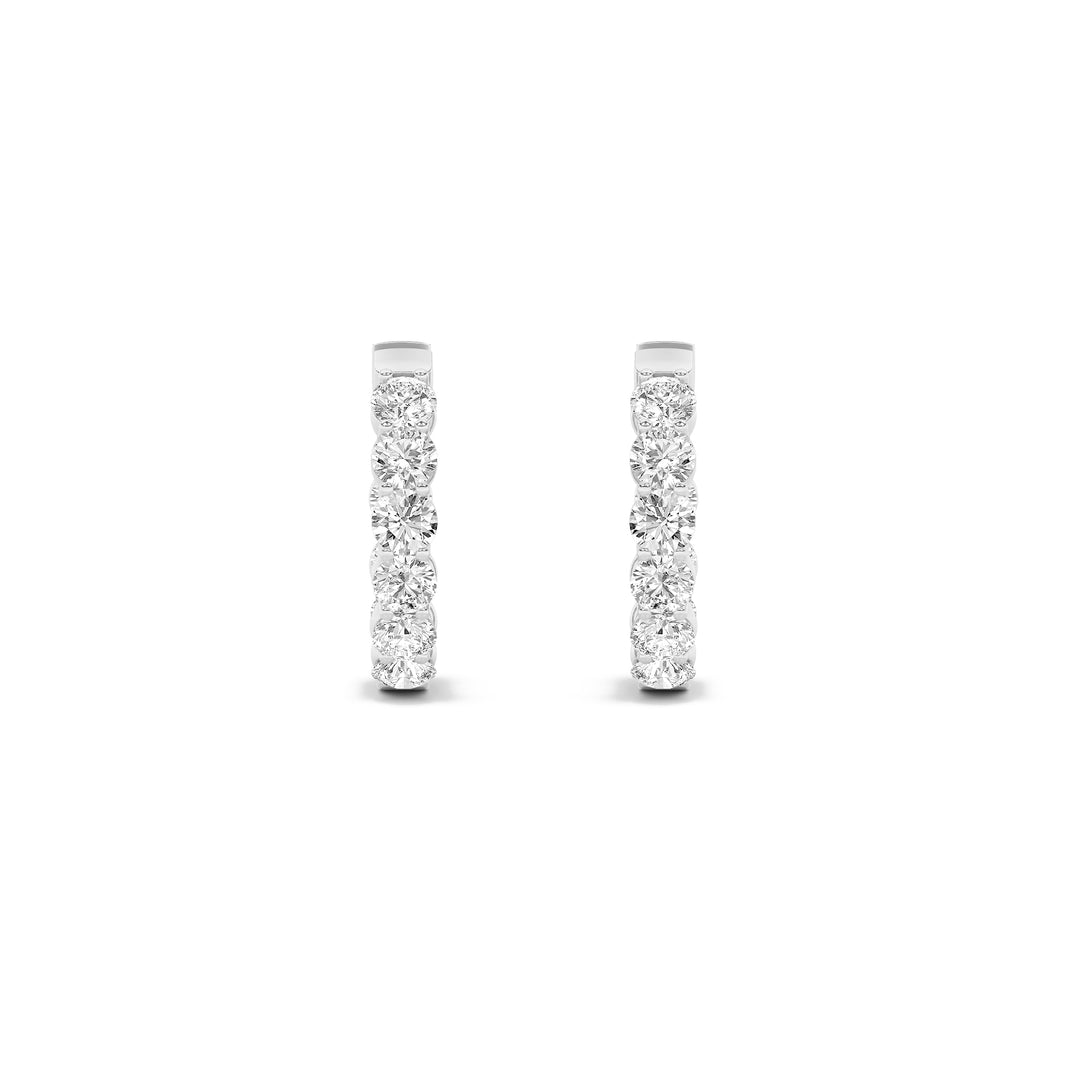 3Cttw Round Shaped Lab Grown Diamond (F/VS) Inside out Hoop Earrings in 14K Gold