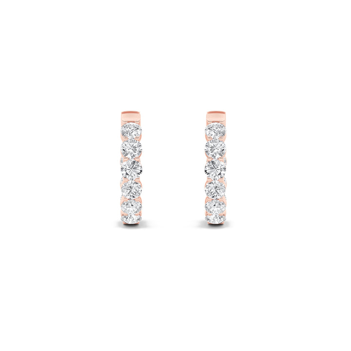 3Cttw Round Shaped Lab Grown Diamond (F/VS) Inside out Hoop Earrings in 14K Gold