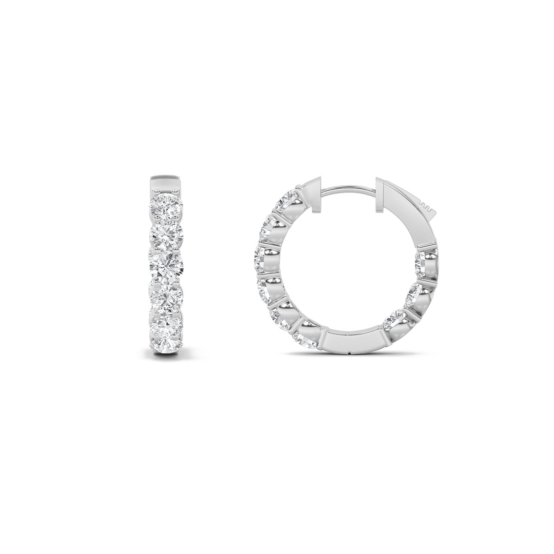 5Cttw Round Shaped Lab Grown Diamond (F/VS) Inside out Hoop Earrings in 14K Gold