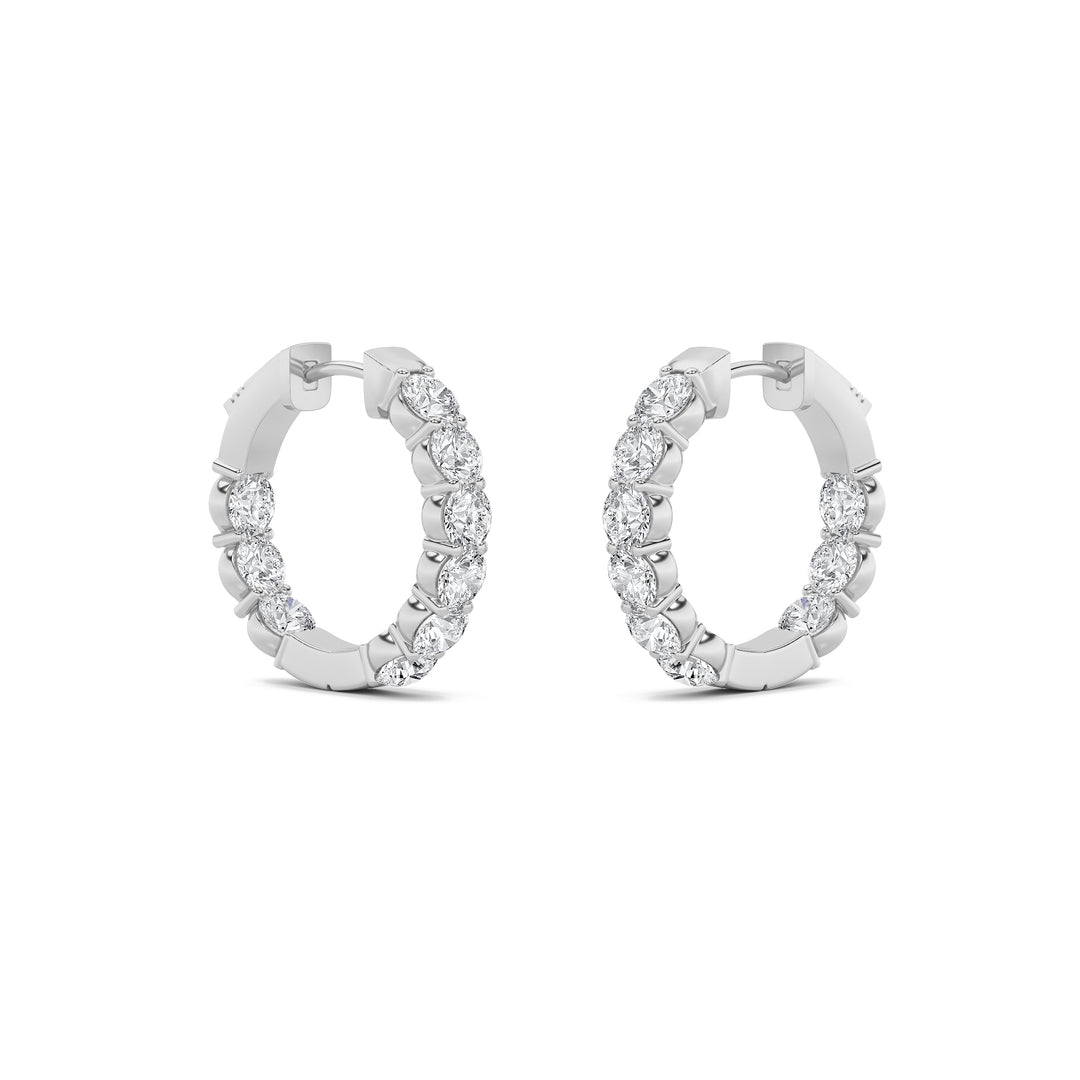 5Cttw Round Shaped Lab Grown Diamond (F/VS) Inside out Hoop Earrings in 14K Gold