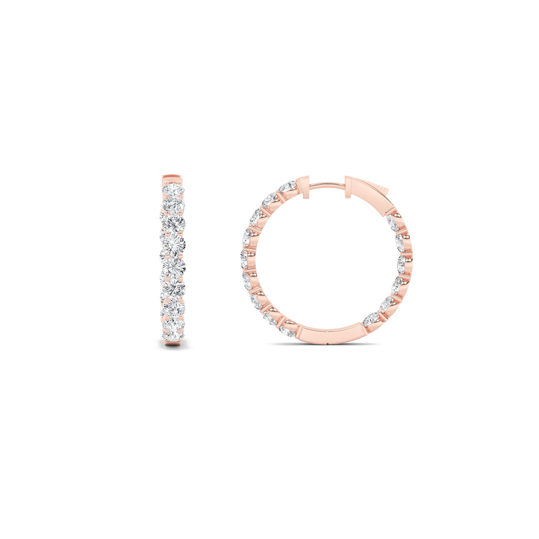 5Cttw Round Shaped Lab Grown Diamond (F/VS) Inside out Hoop Earrings in 14K Gold