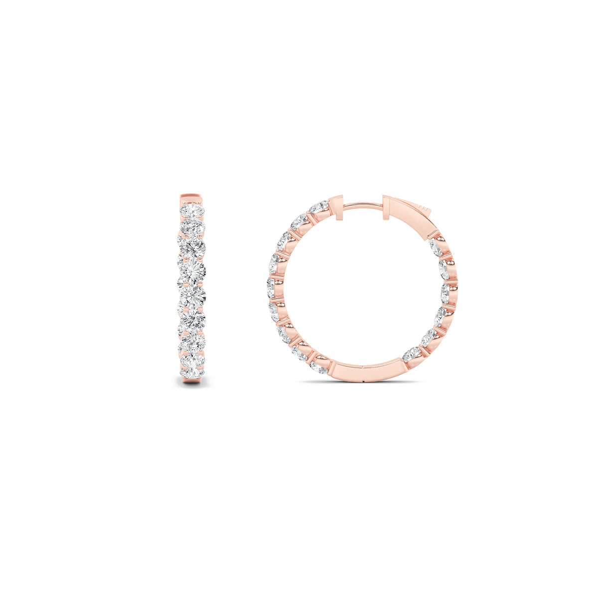 5Cttw Round Shaped Lab Grown Diamond (F/VS) Inside out Hoop Earrings in 14K Gold