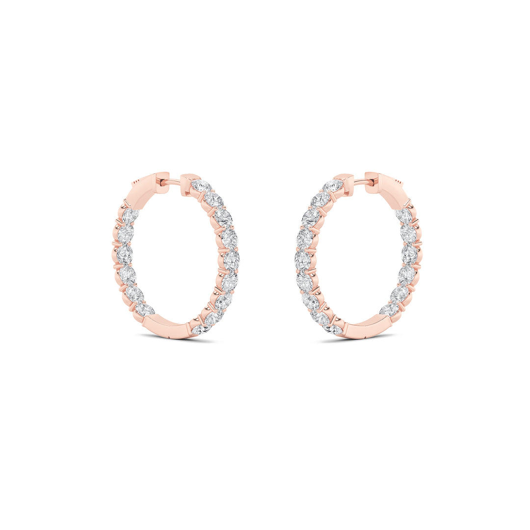5Cttw Round Shaped Lab Grown Diamond (F/VS) Inside out Hoop Earrings in 14K Gold