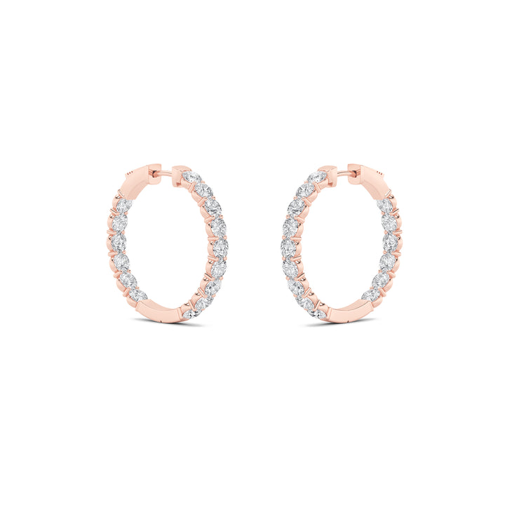 5Cttw Round Shaped Lab Grown Diamond (F/VS) Inside out Hoop Earrings in 14K Gold