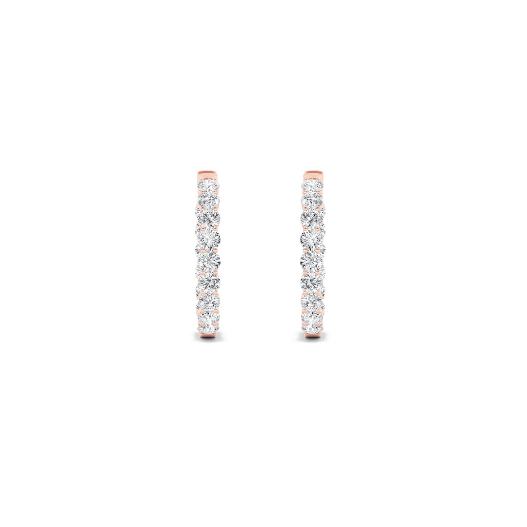 5Cttw Round Shaped Lab Grown Diamond (F/VS) Inside out Hoop Earrings in 14K Gold