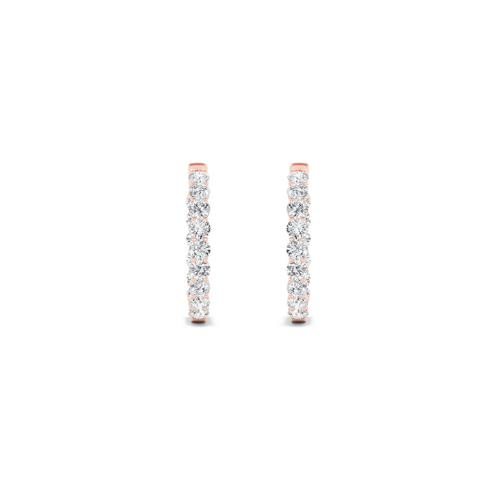 5Cttw Round Shaped Lab Grown Diamond (F/VS) Inside out Hoop Earrings in 14K Gold