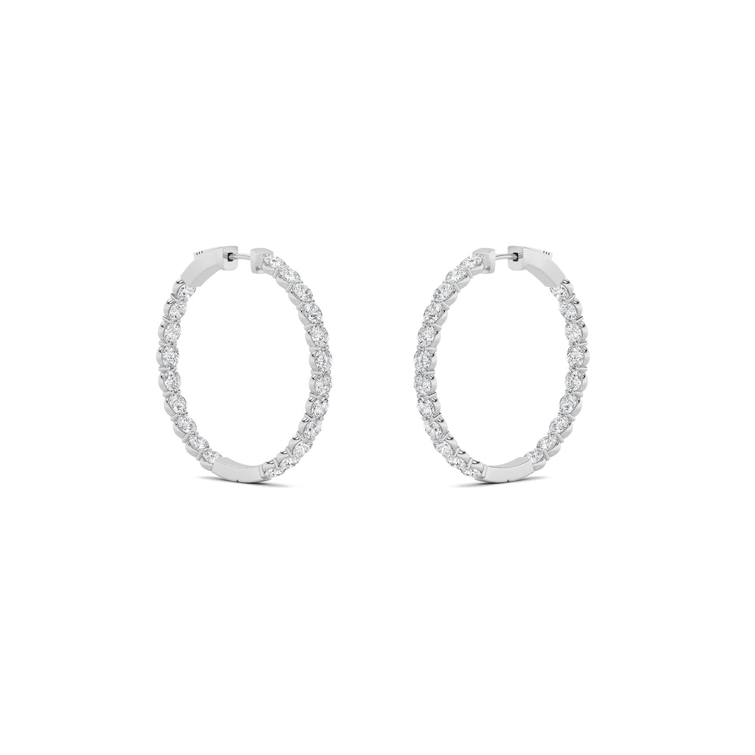 7Cttw Round Shaped Lab Grown Diamond (F/VS) Inside out Hoop Earrings in 14K Gold