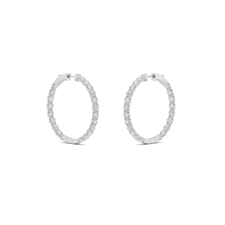 7Cttw Round Shaped Lab Grown Diamond (F/VS) Inside out Hoop Earrings in 14K Gold