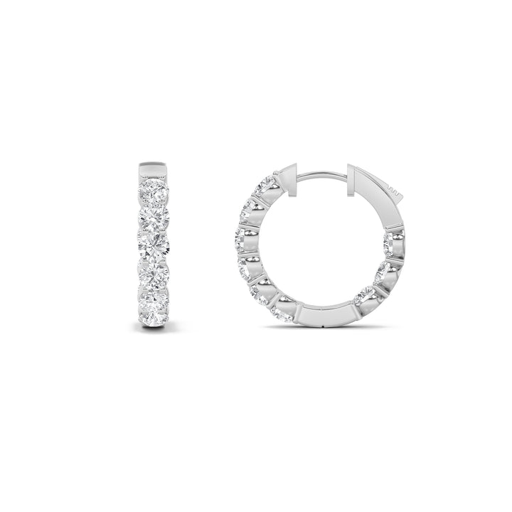 7Cttw Round Shaped Lab Grown Diamond (G/VS) Inside out Hoop Earrings in 14K Gold