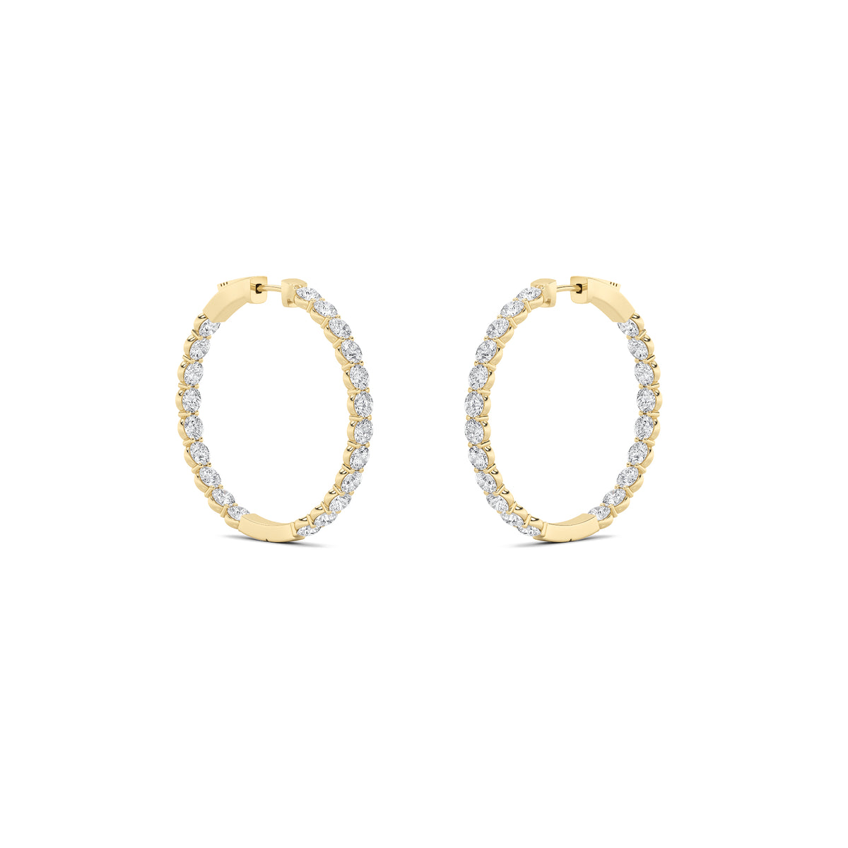 7Cttw Round Shaped Lab Grown Diamond (F/VS) Inside out Hoop Earrings in 14K Gold