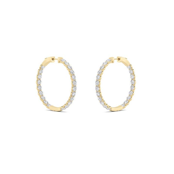 7Cttw Round Shaped Lab Grown Diamond (F/VS) Inside out Hoop Earrings in 14K Gold