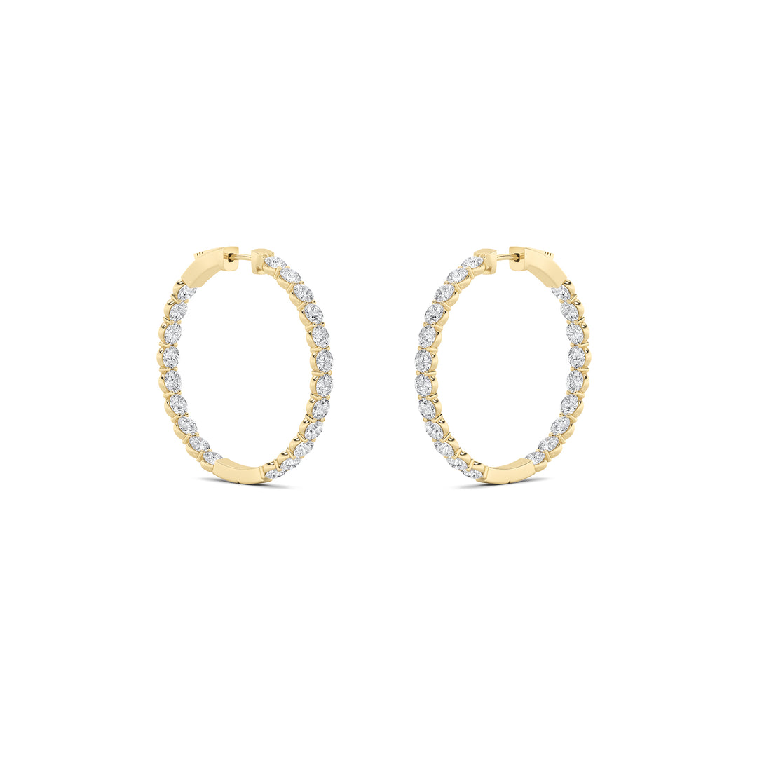 7Cttw Round Shaped Lab Grown Diamond (G/VS) Inside out Hoop Earrings in 14K Gold